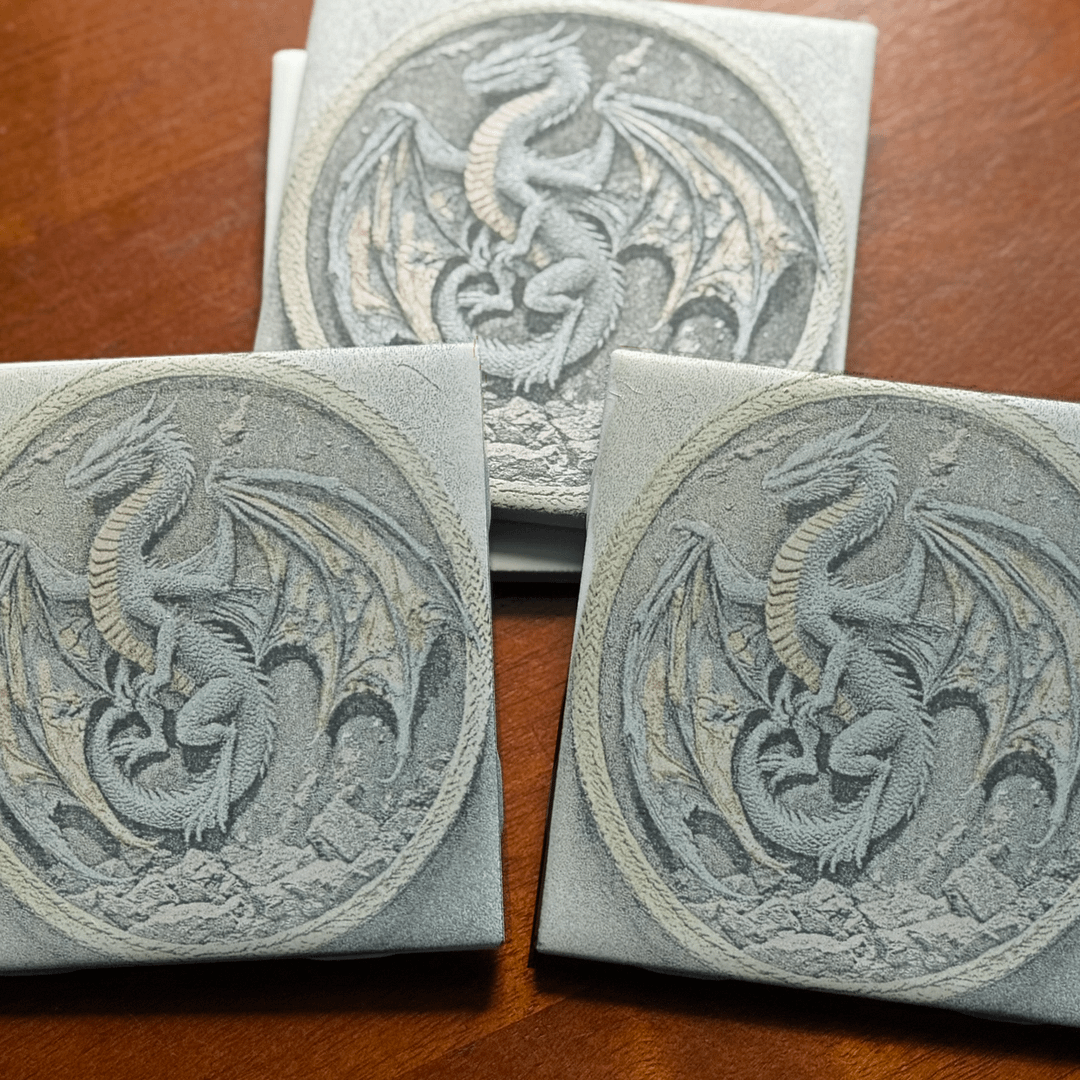Dragon Coaster Set – Handpainted Ceramic Coasters, Unique Dragon Gifts & Dragon Age Décor - Image 3