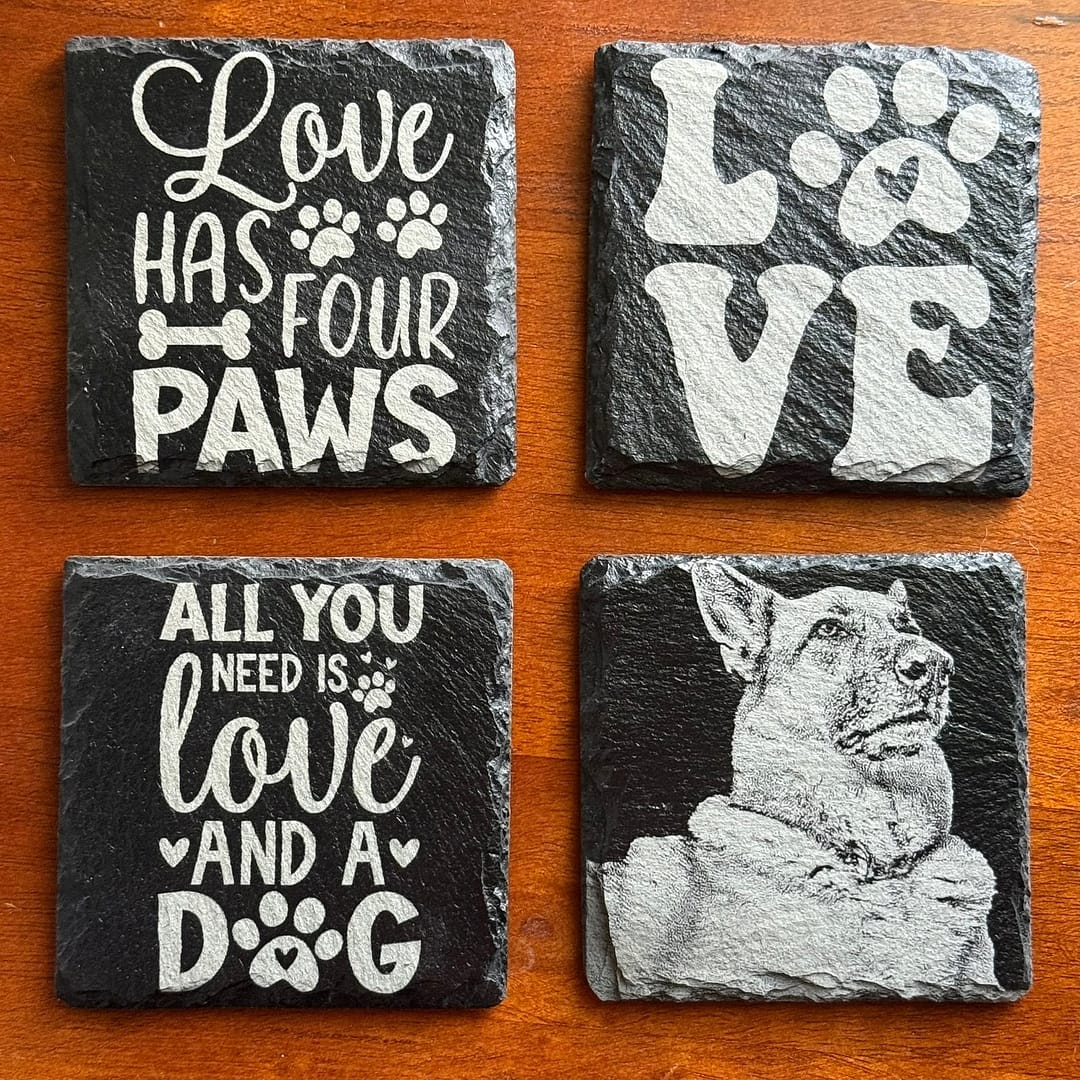 Personalized Pet Photo Slate Coasters - Engraved Dog Lover Gift (Set of 4) - Image 10