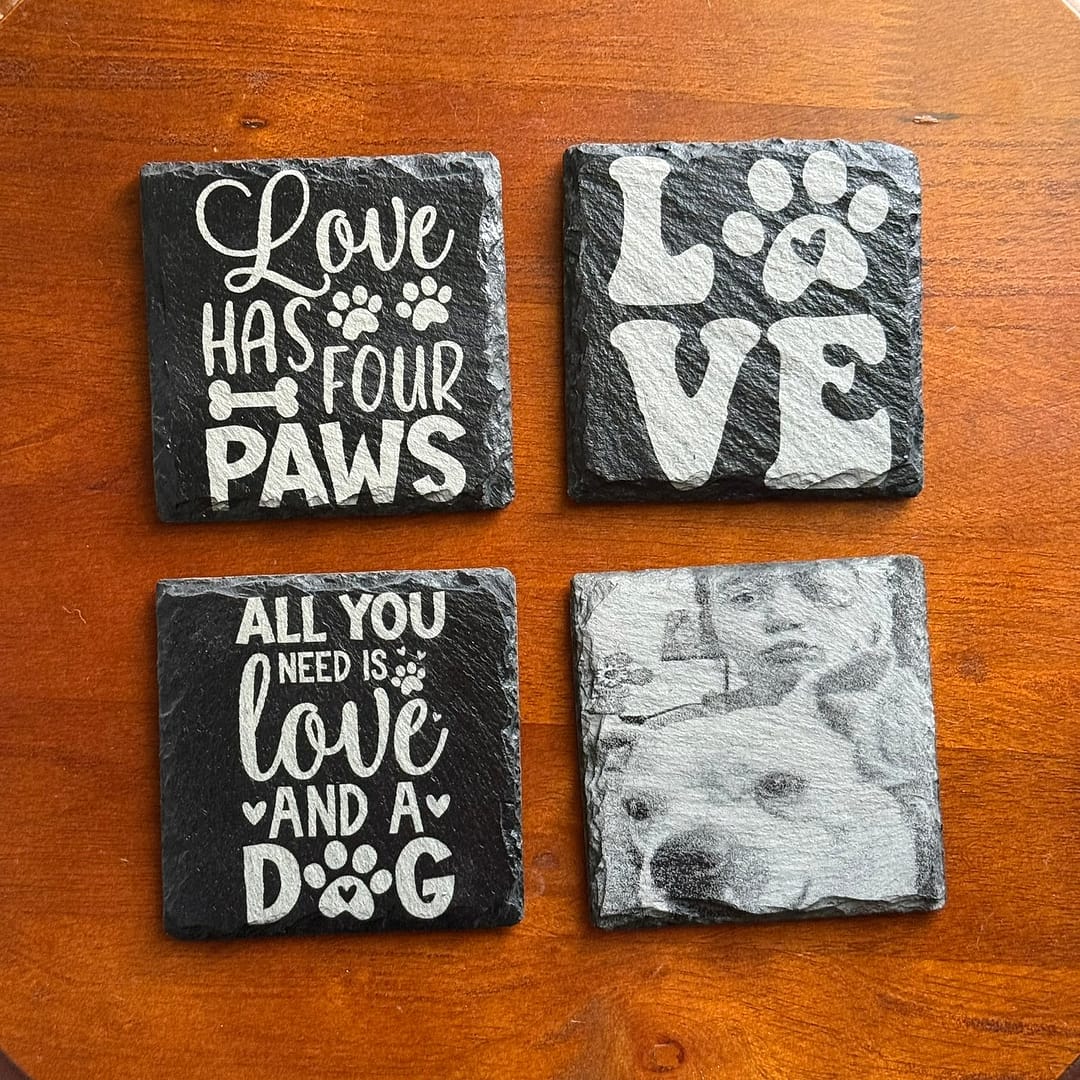 Personalized Pet Photo Slate Coasters - Engraved Dog Lover Gift (Set of 4) - Image 9