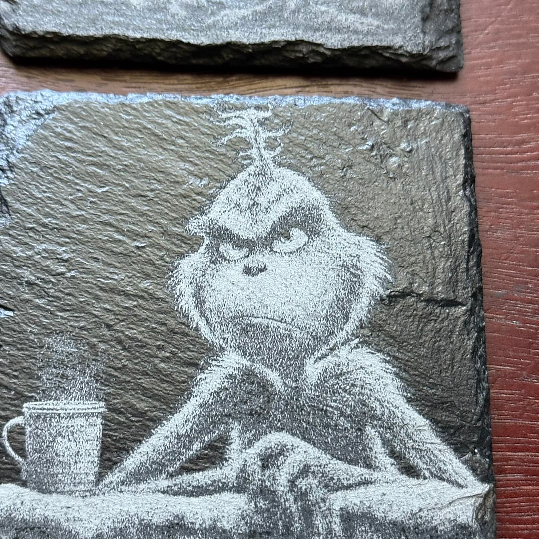 Grinch Christmas Slate Coaster Set – Funny Holiday Drink Coasters - Image 3
