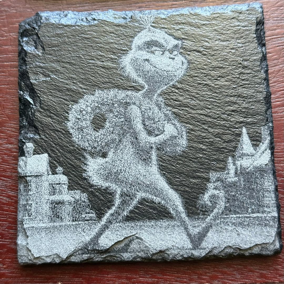 Grinch Christmas Slate Coaster Set – Funny Holiday Drink Coasters - Image 4