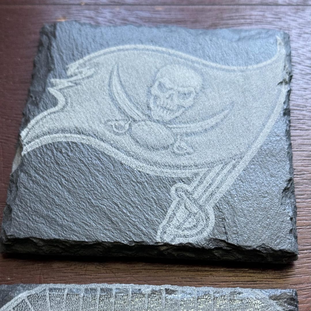 Tampa Bay Buccaneers Slate Coaster Set | Laser Engraved NFL - Image 2
