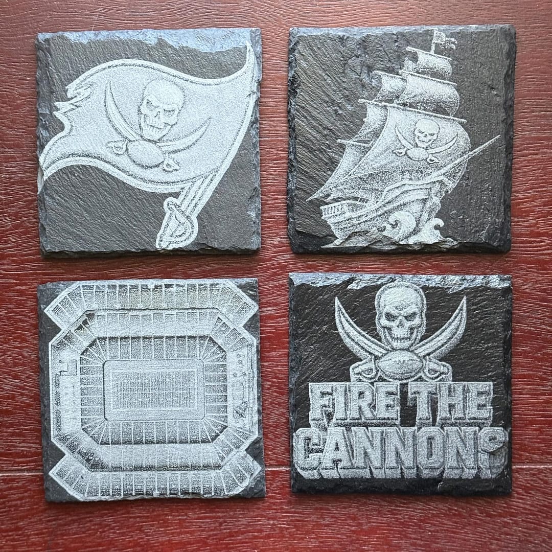 Tampa Bay Buccaneers Slate Coaster Set | Laser Engraved NFL