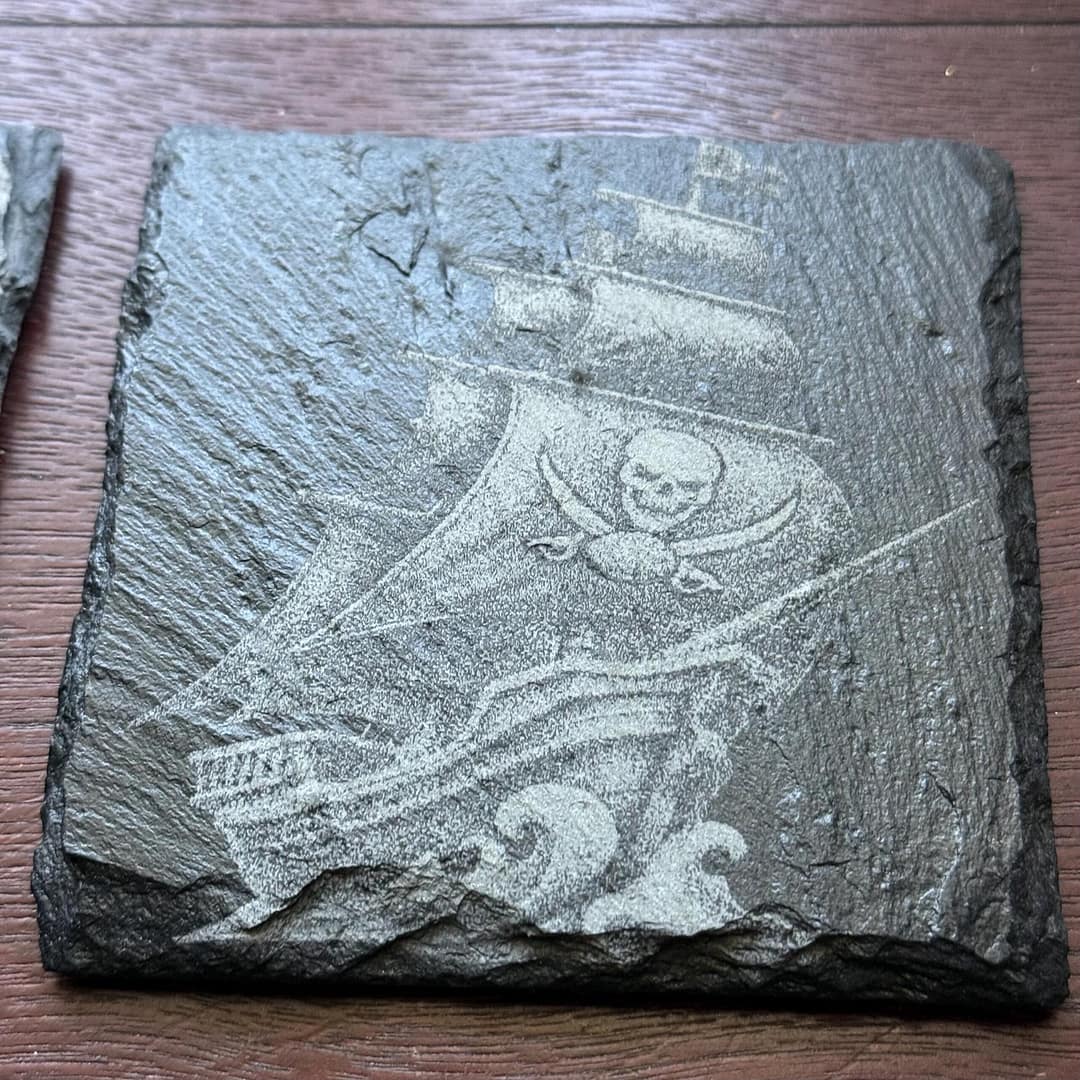 Tampa Bay Buccaneers Slate Coaster Set | Laser Engraved NFL - Image 4