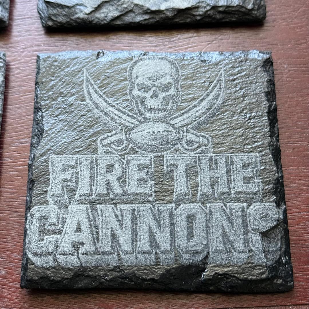 Tampa Bay Buccaneers Slate Coaster Set | Laser Engraved NFL - Image 3