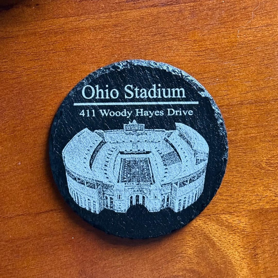 Ohio State Buckeyes Slate Coasters: Laser Engraved Block O & The Shoe - Image 2