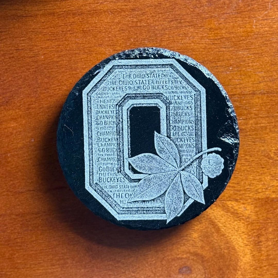 Ohio State Buckeyes Slate Coasters: Laser Engraved Block O & The Shoe - Image 3