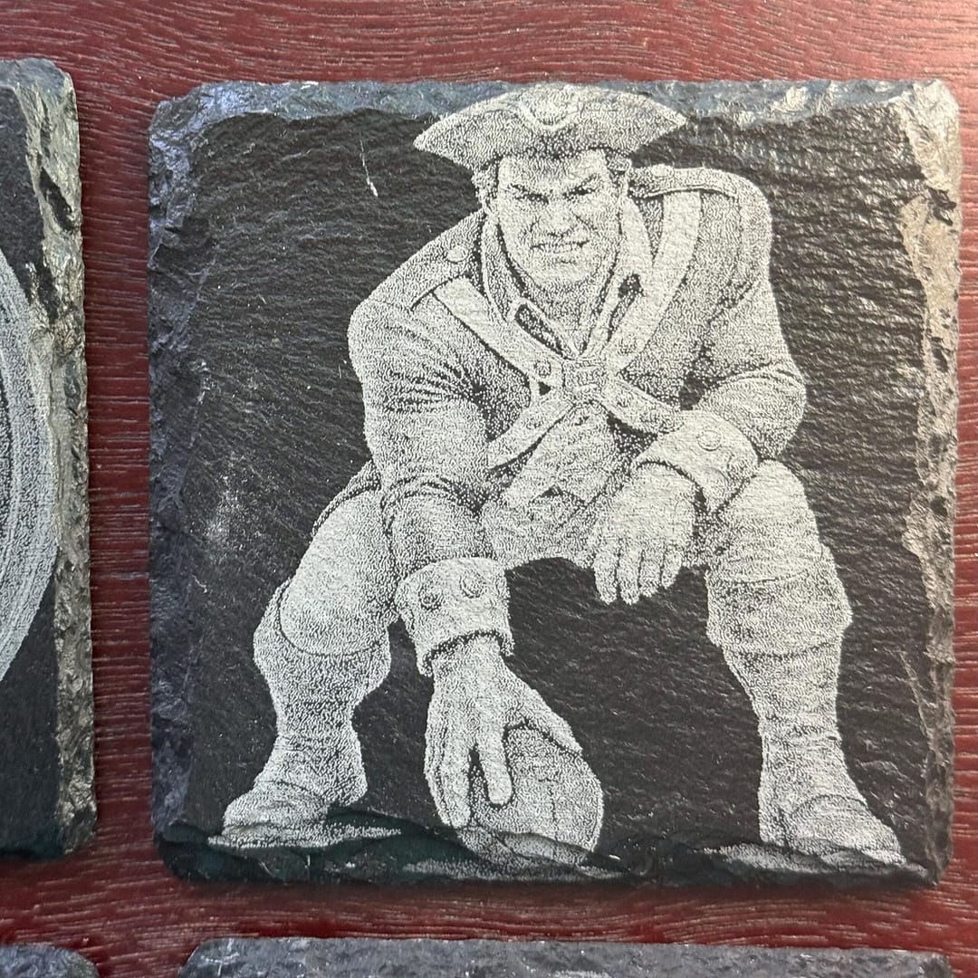New England Patriots Slate Coaster Set | Laser Engraved Gift for Patriots Fans - Image 2