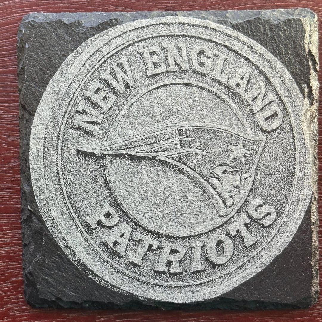 New England Patriots Slate Coaster Set | Laser Engraved Gift for Patriots Fans - Image 3