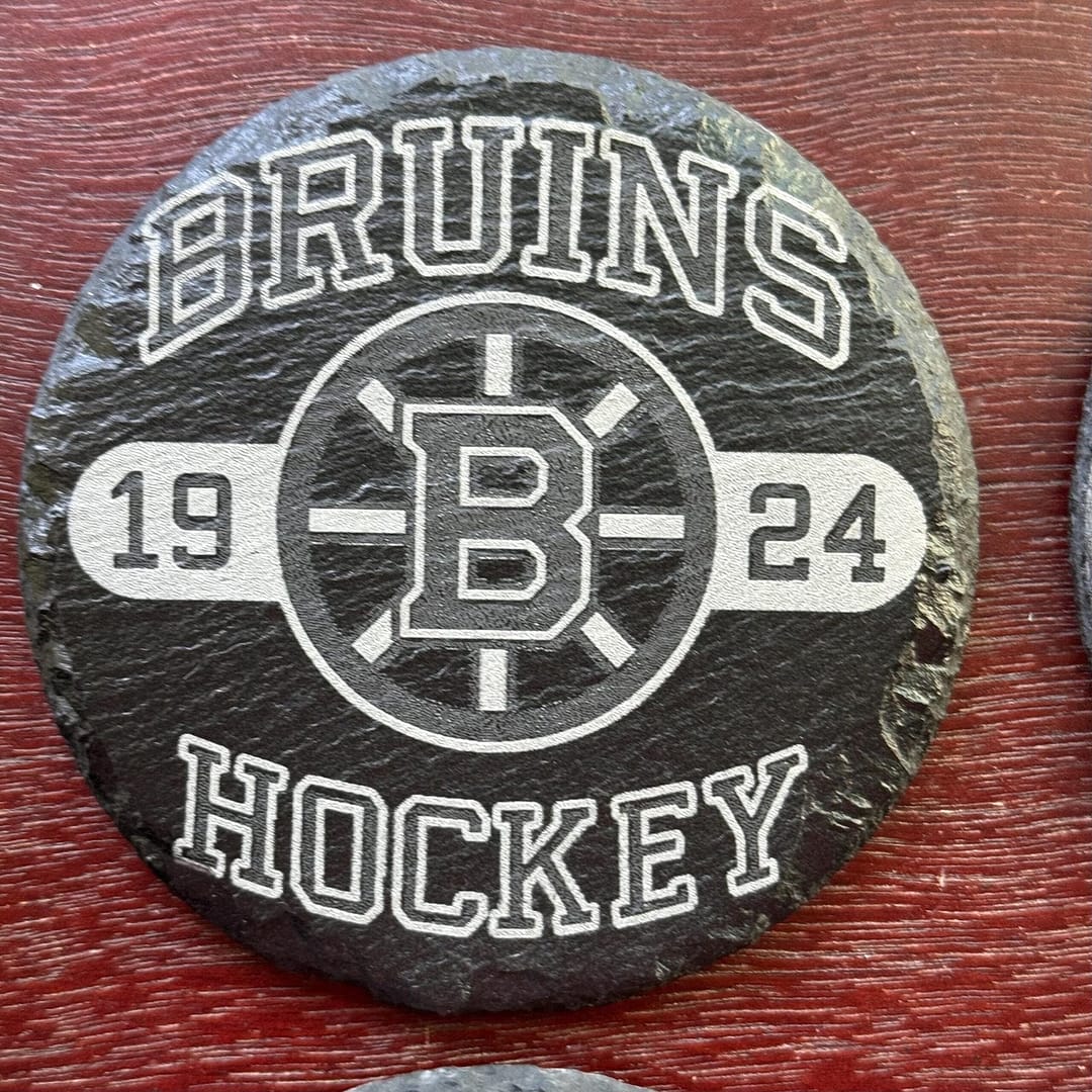 Boston Bruins Fan Gift | Laser Engraved Slate Coaster Set (4) - Image 3