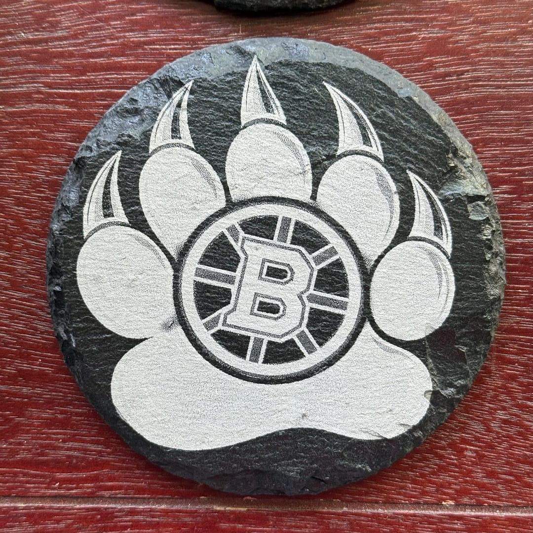 Boston Bruins Fan Gift | Laser Engraved Slate Coaster Set (4) - Image 7