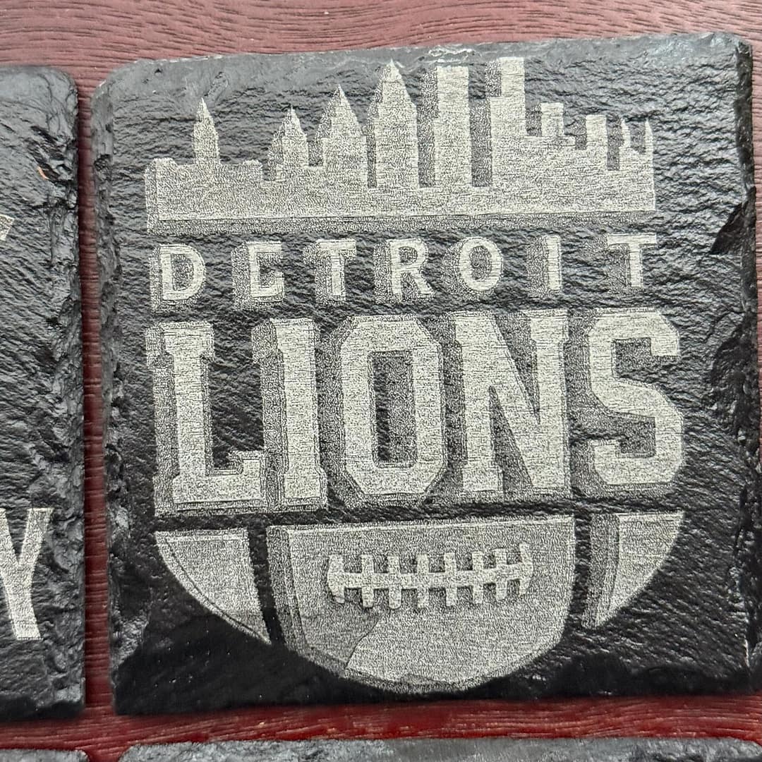 Detroit Lions Slate Coaster Set | Laser Engraved NFL - Image 4