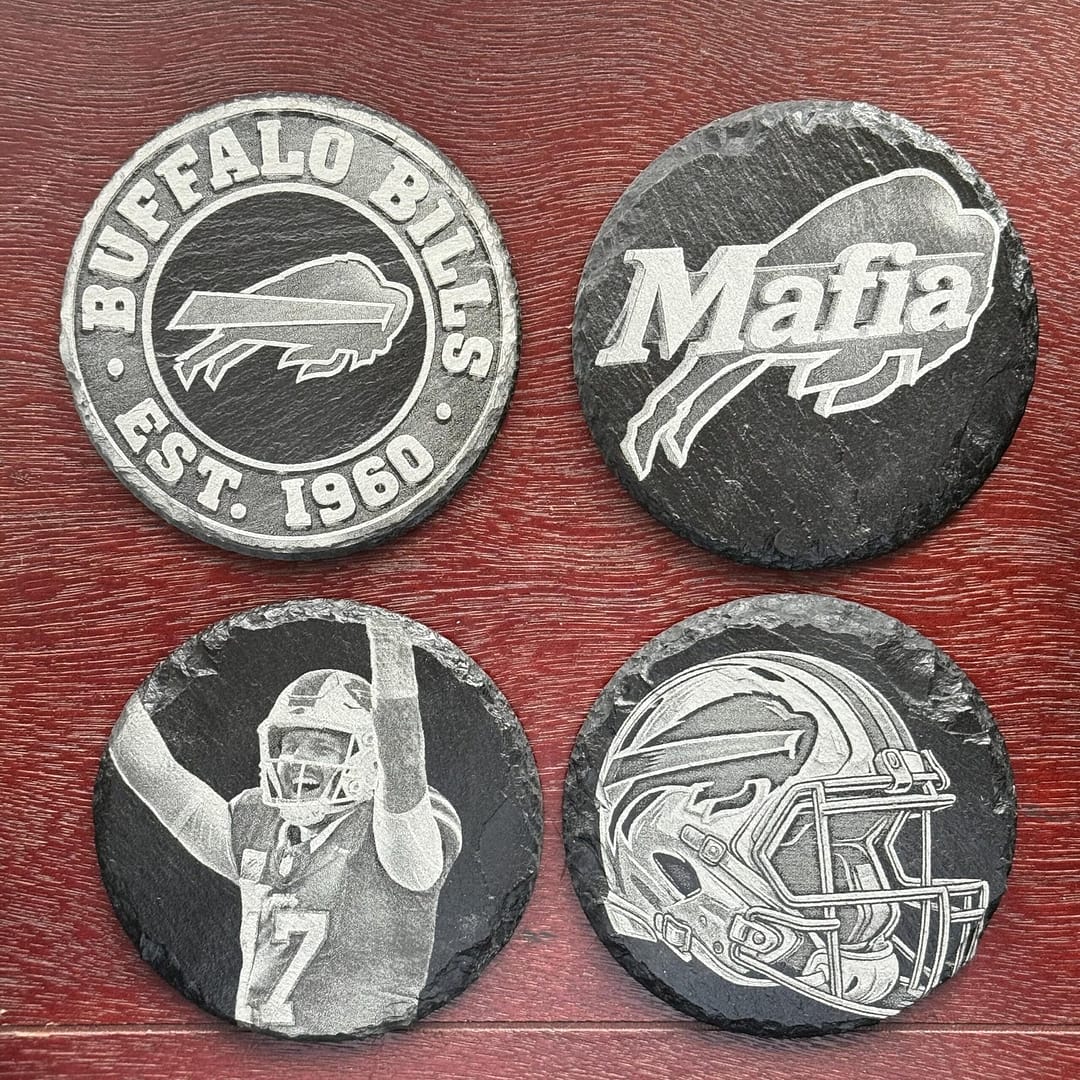 Engraved Buffalo Bills Slate Coaster Set (4)