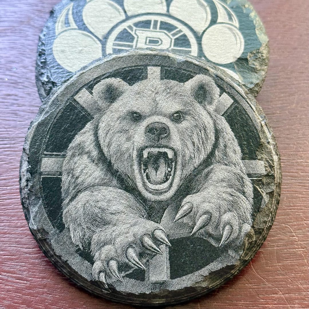 Boston Bruins Fan Gift | Laser Engraved Slate Coaster Set (4) - Image 6