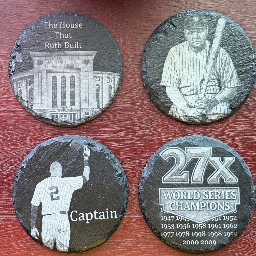 MLB Bronx Baseball Legends Slate Coasters – Ruth, The Captain - Image 2