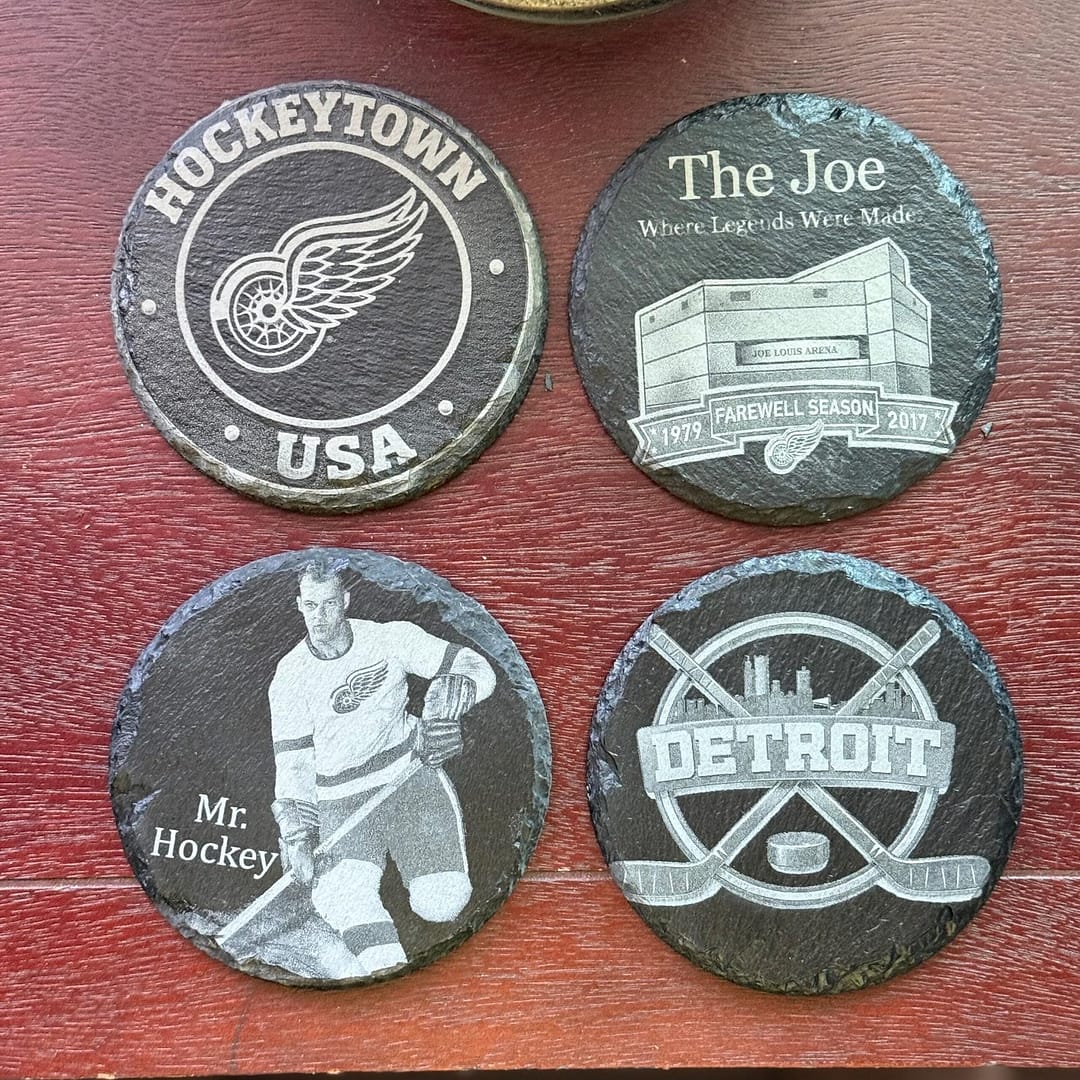 Detroit Red Wings Fan Gifts | Laser Engraved Slate Coasters (4)