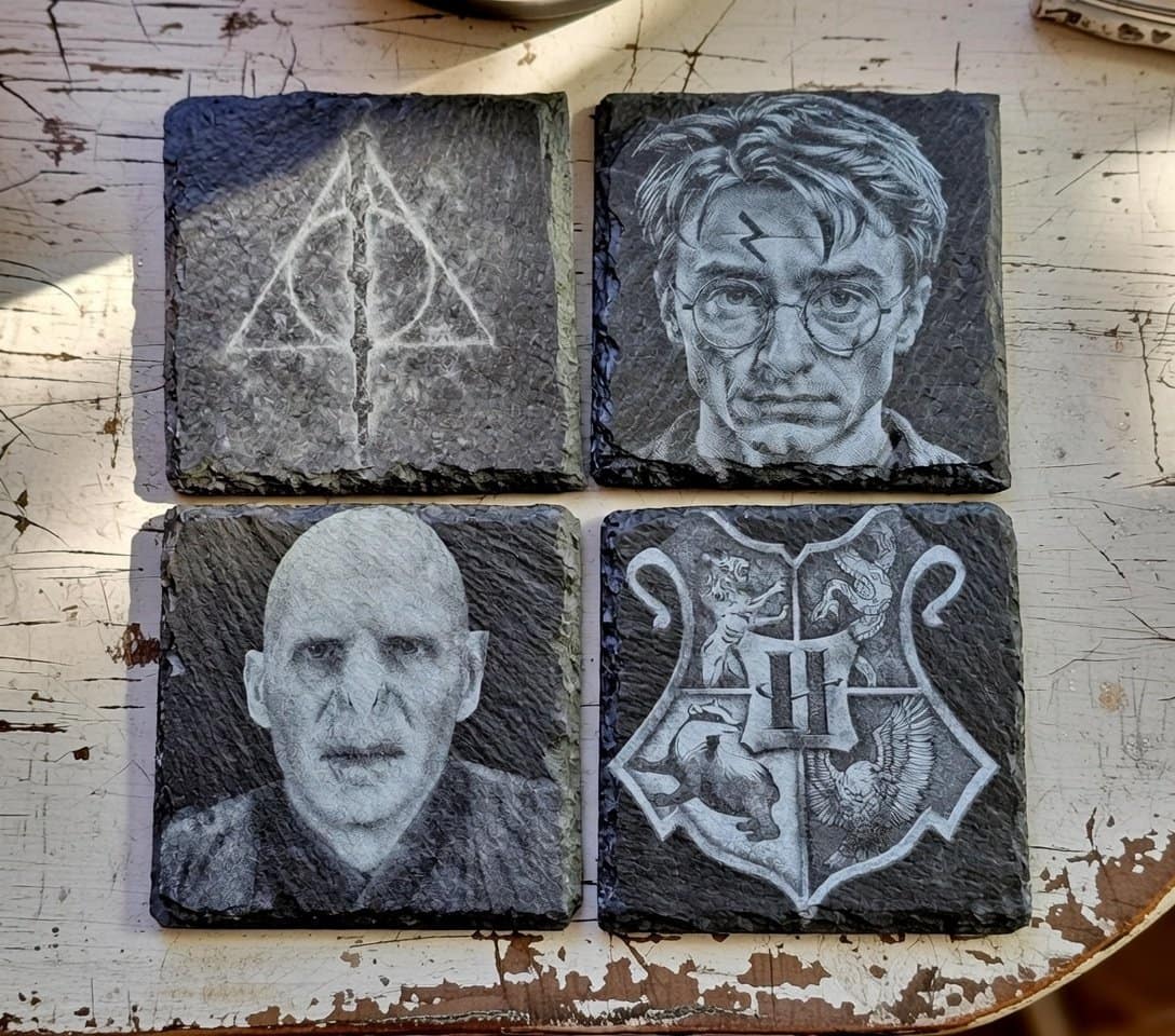 Harry Potter Inspired Gifts | Laser Engraved Slate Coaster Set
