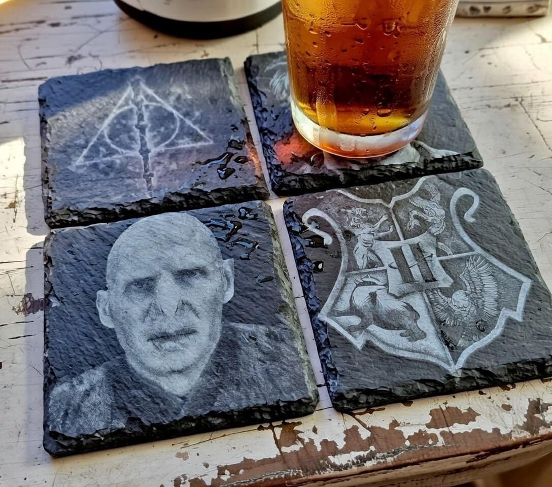 Harry Potter Inspired Gifts | Laser Engraved Slate Coaster Set - Image 2