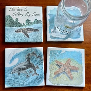 Handcrafted Beach Theme Ceramic Coasters