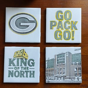 Handcrafted Ceramic Coasters - Green Bay Packers