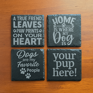 Personalized Pet Photo Slate Coasters - Engraved Dog Lover Gift (Set of 4)
