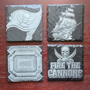 Tampa Bay Buccaneers Slate Coaster Set | Laser Engraved NFL