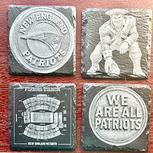 New England Patriots Slate Coaster Set | Laser Engraved Gift for Patriots Fans