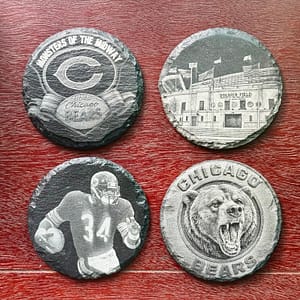 Chicago Bears Slate Coaster Set | Laser Engraved NFL Gift