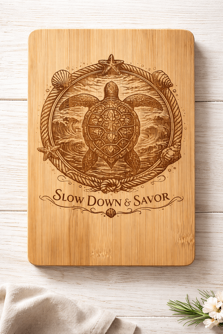 Sea Turtle Charcuterie Board – Slow Down & Savor Coastal Serving Board - Housewarming Gift