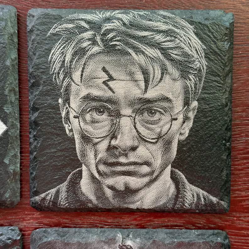 Harry Potter Inspired Gifts | Laser Engraved Slate Coaster Set - Image 4