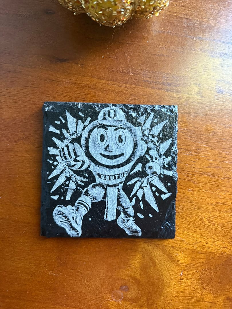 Slate Coaster Set Featuring Brutus Buckeye - Image 5