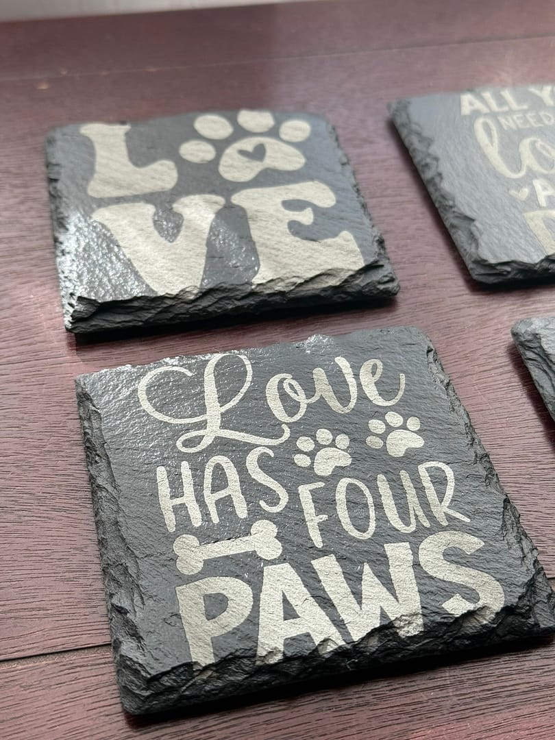 Personalized Pet Photo Slate Coasters - Engraved Dog Lover Gift (Set of 4) - Image 3