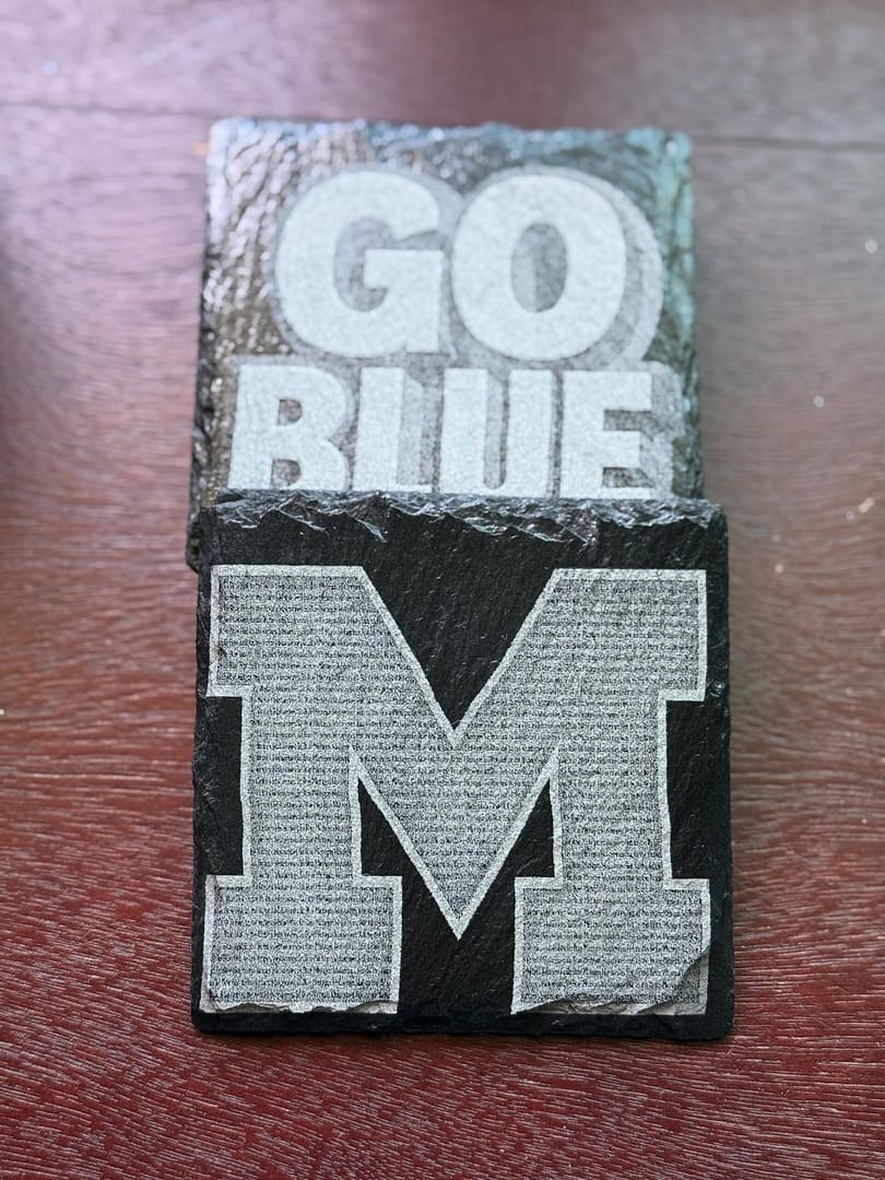 Michigan Wolverines Slate Coaster Set – Engraved “Go Blue” Coasters, - Image 4
