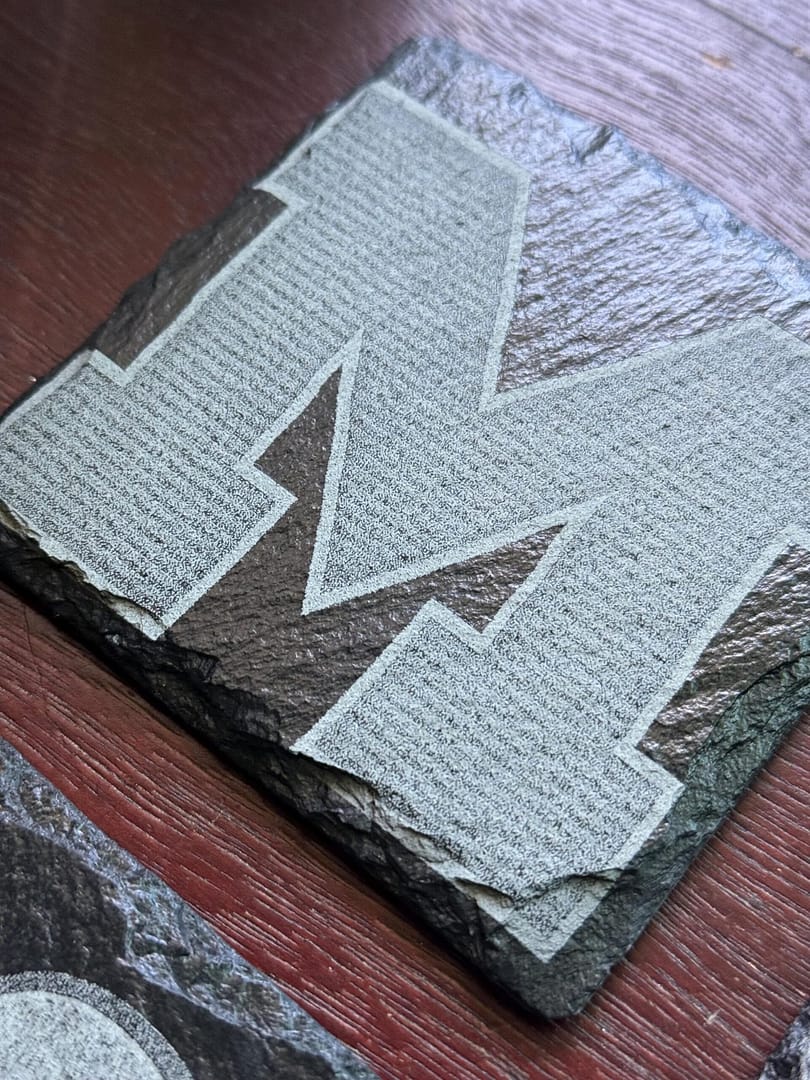 Michigan Wolverines Slate Coaster Set – Engraved “Go Blue” Coasters, - Image 2