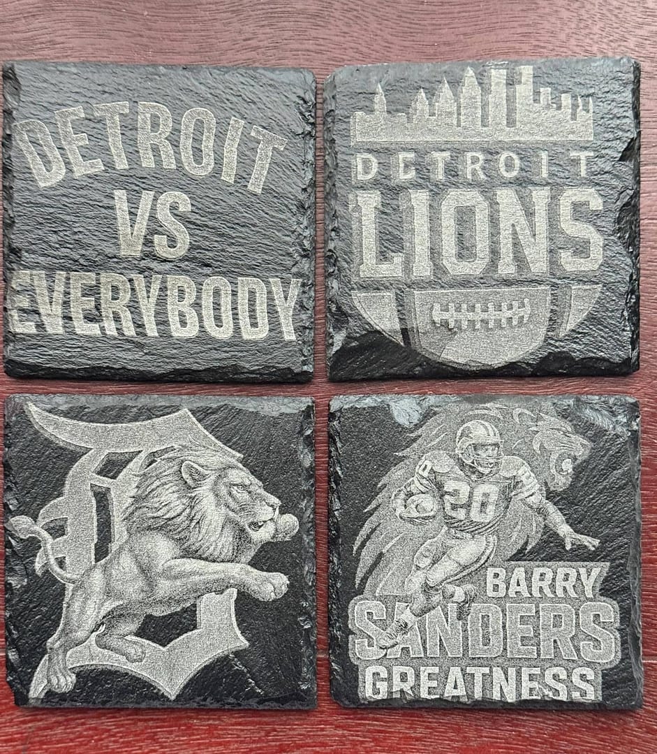 Detroit Lions Slate Coaster Set | Laser Engraved NFL