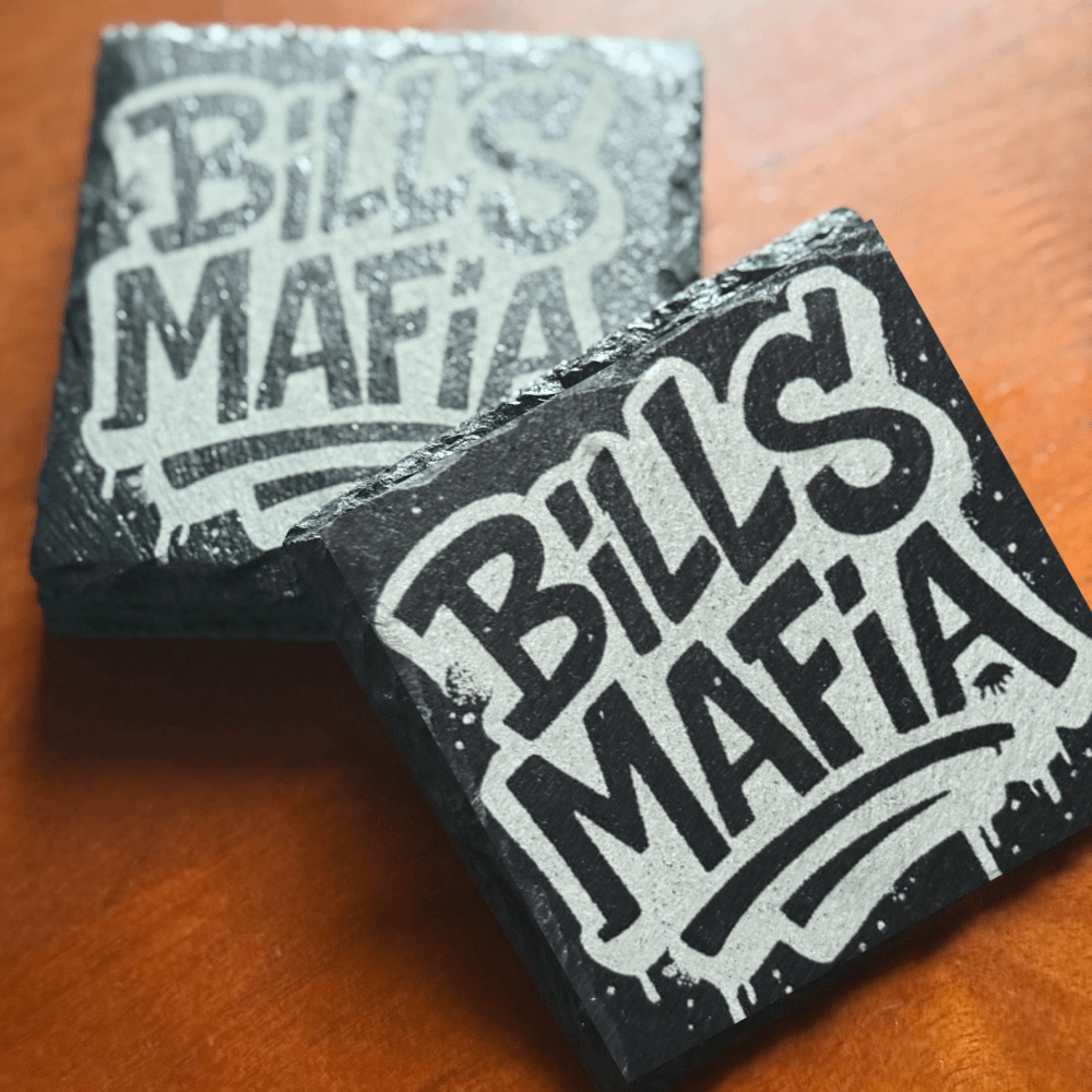 Bills Mafia Slate Coasters – Laser Engraved Buffalo Bills Fan Gift (Set of 4) - Image 2