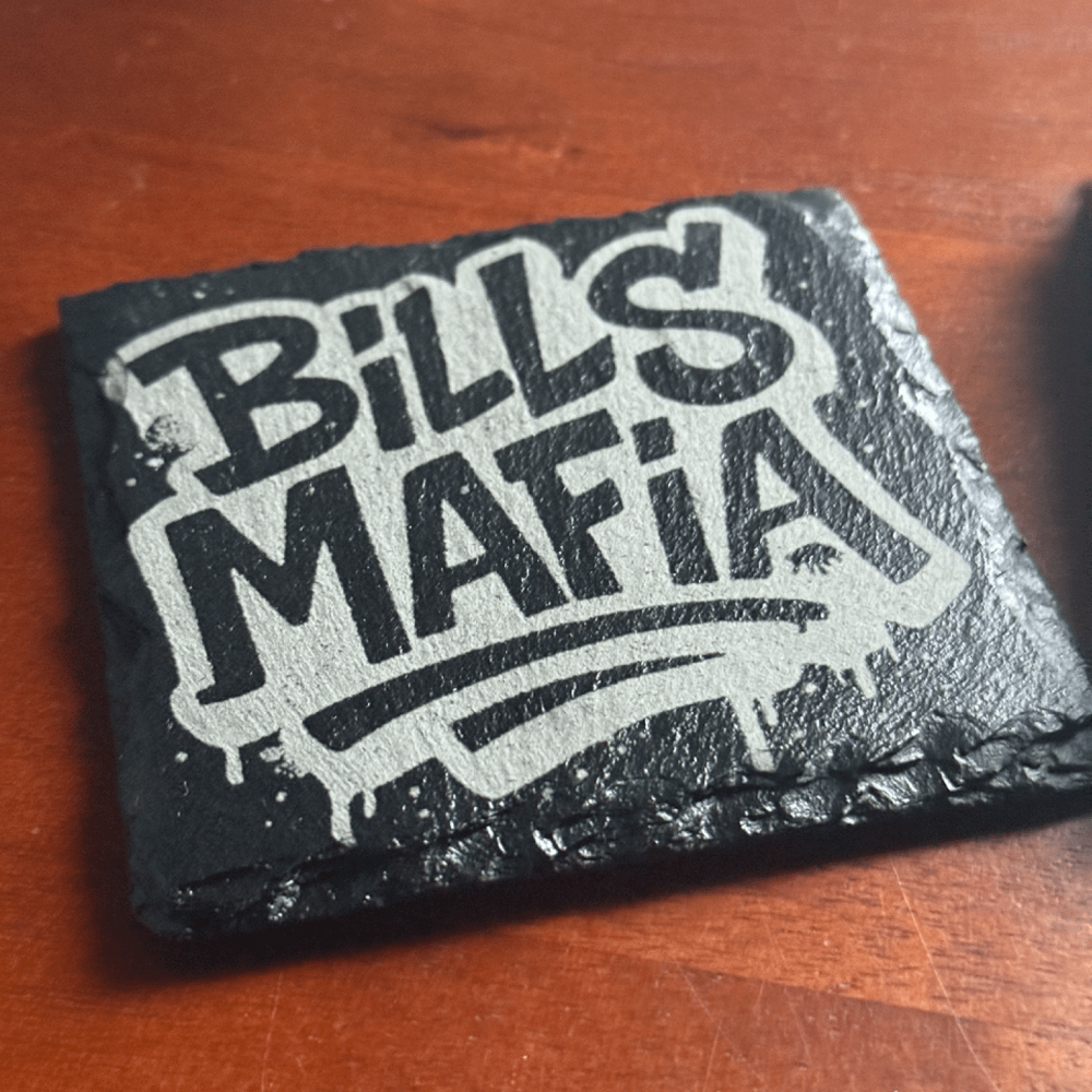 Bills Mafia Slate Coasters – Laser Engraved Buffalo Bills Fan Gift (Set of 4) - Image 3