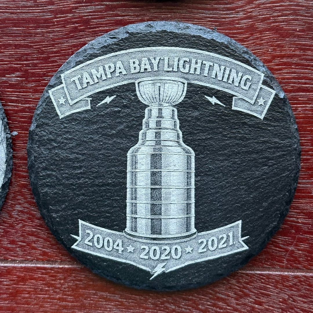 Tampa Bay Lightning Fan Gift | Laser Engraved Slate Coaster Set (4) - Image 2