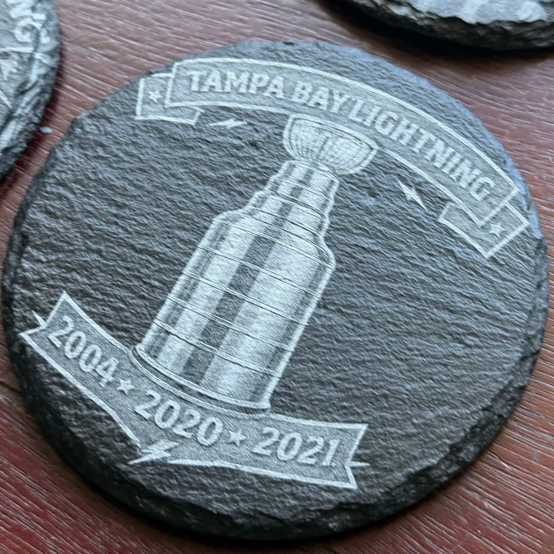 Tampa Bay Lightning Fan Gift | Laser Engraved Slate Coaster Set (4) - Image 7