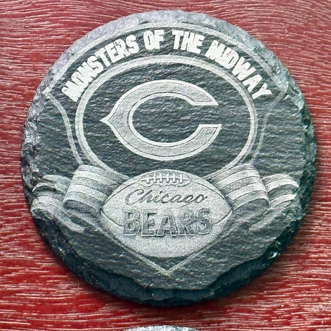 Chicago Bears Slate Coaster Set | Laser Engraved NFL Gift - Image 3