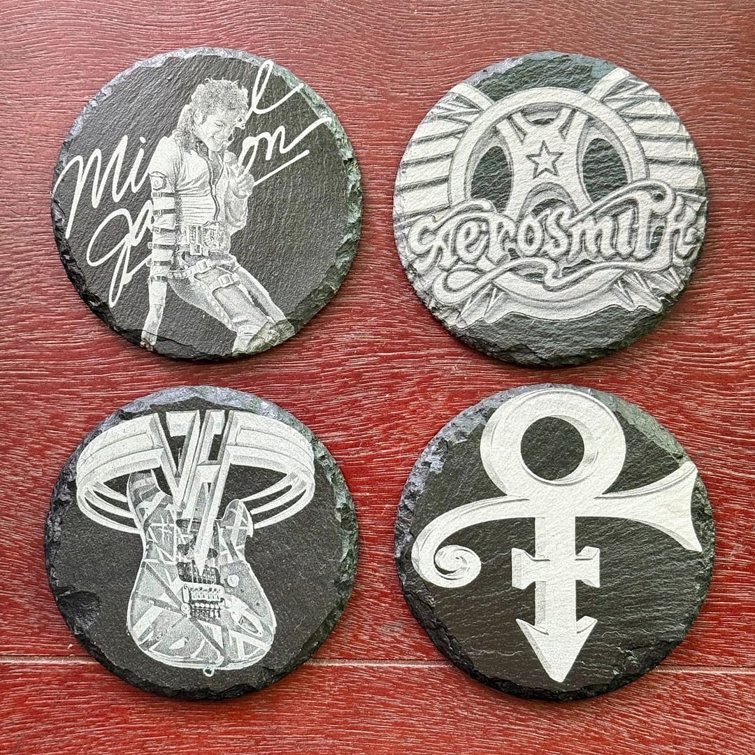 80s Rock Hair Legends Slate Coasters – AC DC, Aerosmith, Van Halen and more! Sold Individually or in sets! - Image 2