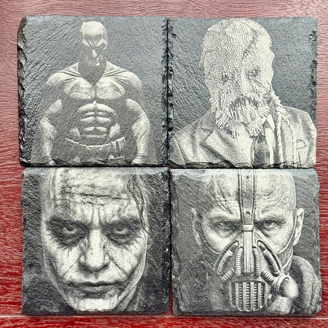 Dark Knight Slate Coaster Set – Gritty Gotham Villains