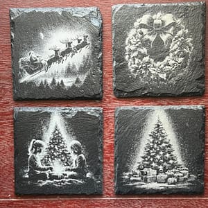 IMG_8905 Classic Christmas Slate Coaster Set – Beautiful Addition to that Christmas Decoration Collection