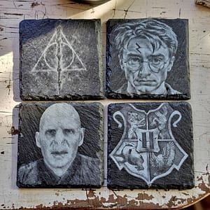 Harry Potter Inspired Gifts | Laser Engraved Slate Coaster Set