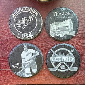 Detroit Red Wings Fan Gifts | Laser Engraved Slate Coasters (4)