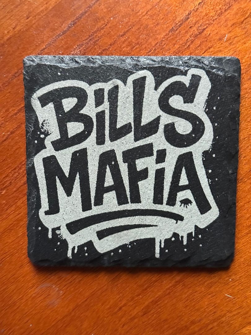 Bills Mafia Slate Coasters – Laser Engraved Buffalo Bills Fan Gift (Set of 4) - Image 4