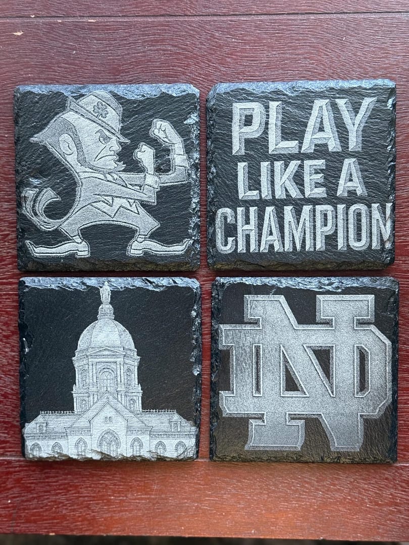 Notre Dame Slate Coaster Set – Fighting Irish Engraved Drink Coasters