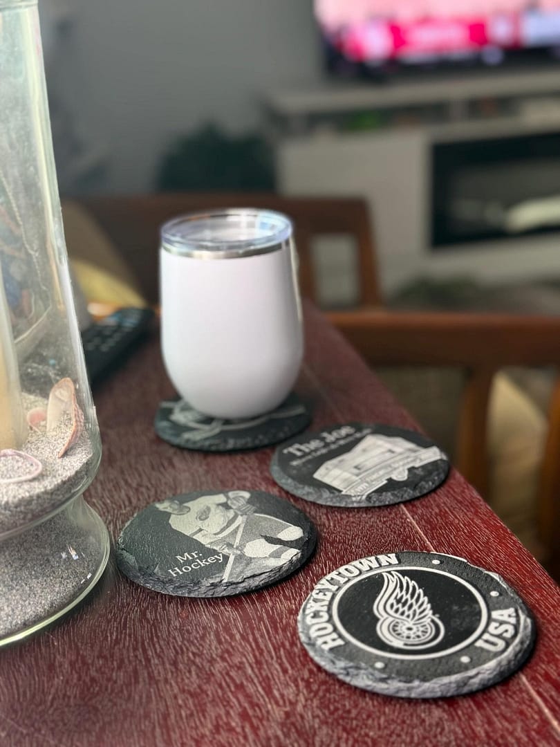 Detroit Red Wings Fan Gifts | Laser Engraved Slate Coasters (4) - Image 2