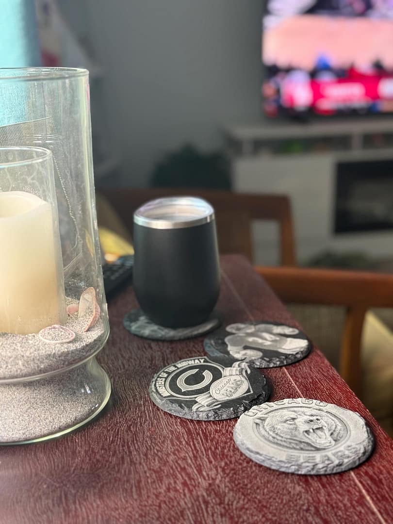 Chicago Bears Slate Coaster Set | Laser Engraved NFL Gift - Image 2